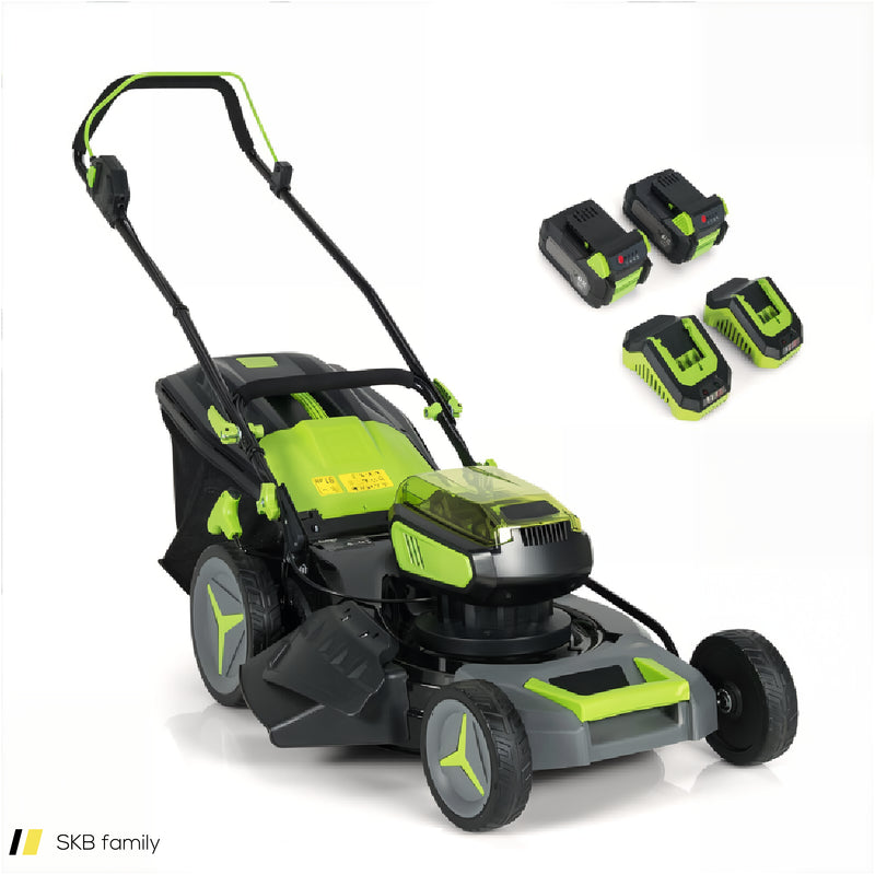 40v 18 Inch Brushless Cordless Push Lawn Mower 4.0ah Batteries And 2 Chargers 240615-229349