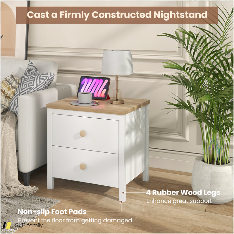 2-Drawer Nightstand With Rubber Wood Legs 240615-229350