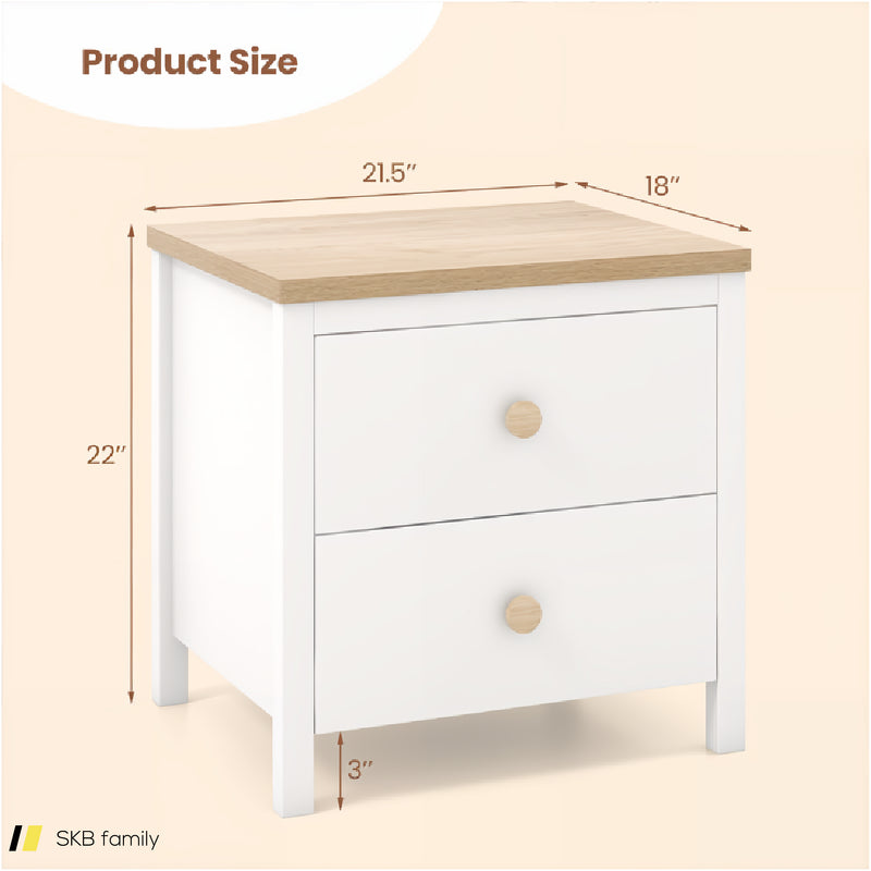 2-Drawer Nightstand With Rubber Wood Legs 240615-229350