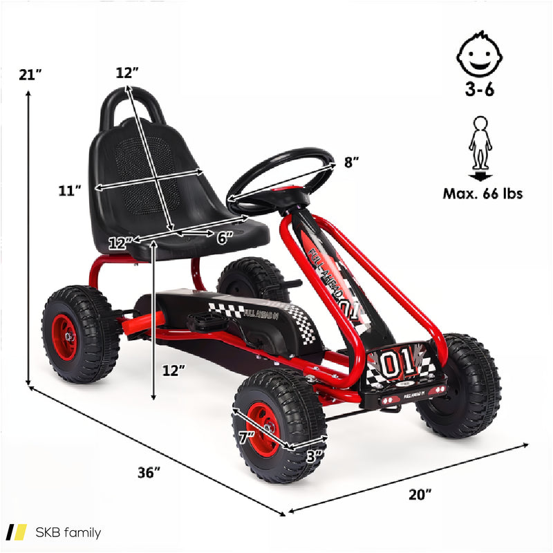 4 Wheel Pedal Powered Ride On Car With Adjustable Seat 240615-229353