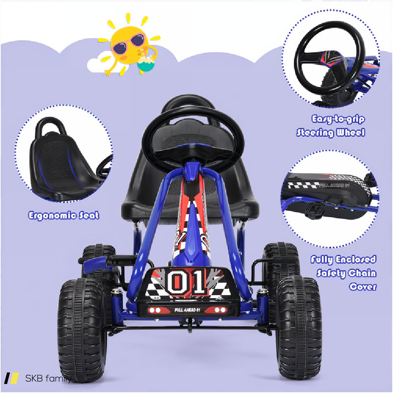 4 Wheel Pedal Powered Ride On Car With Adjustable Seat 240615-229353