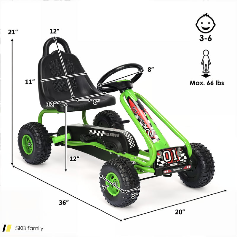 4 Wheel Pedal Powered Ride On Car With Adjustable Seat 240615-229353