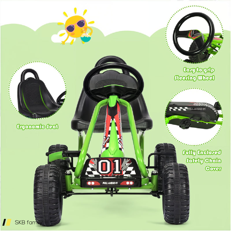 4 Wheel Pedal Powered Ride On Car With Adjustable Seat 240615-229353