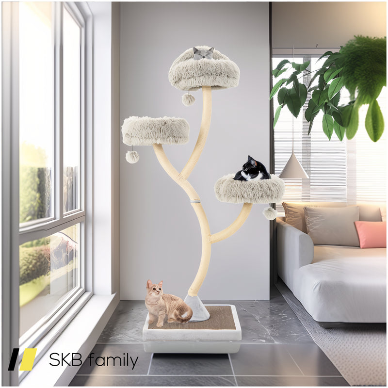 70 Inch Tall Cat Tree 4-Layer Cat Tower With 3 Perches And Dangling Balls 240615-229357