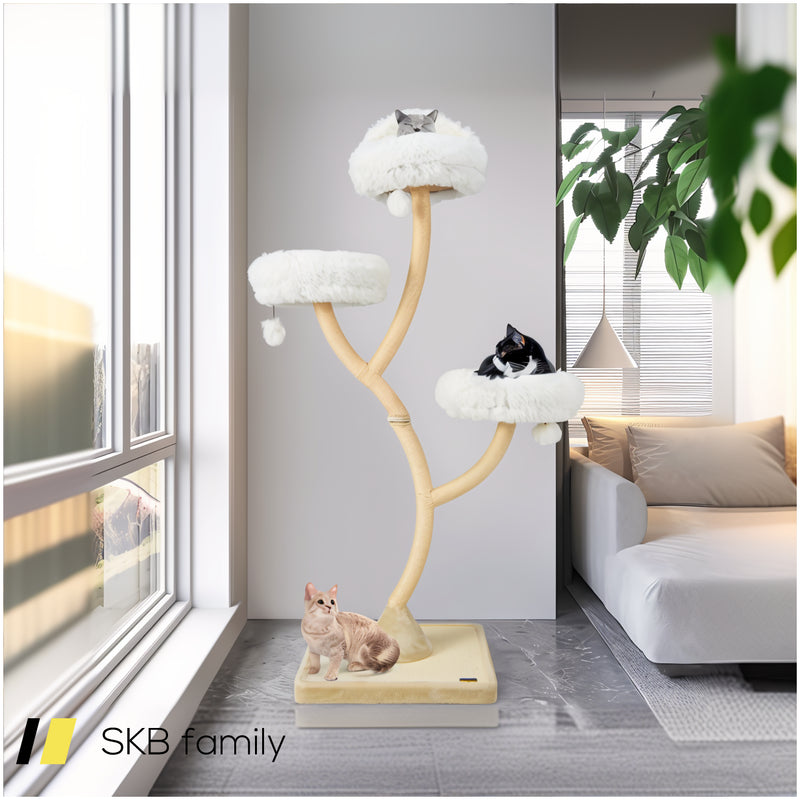 70 Inch Tall Cat Tree 4-Layer Cat Tower With 3 Perches And Dangling Balls 240615-229357