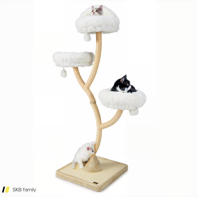 70 Inch Tall Cat Tree 4-Layer Cat Tower With 3 Perches And Dangling Balls 240615-229357