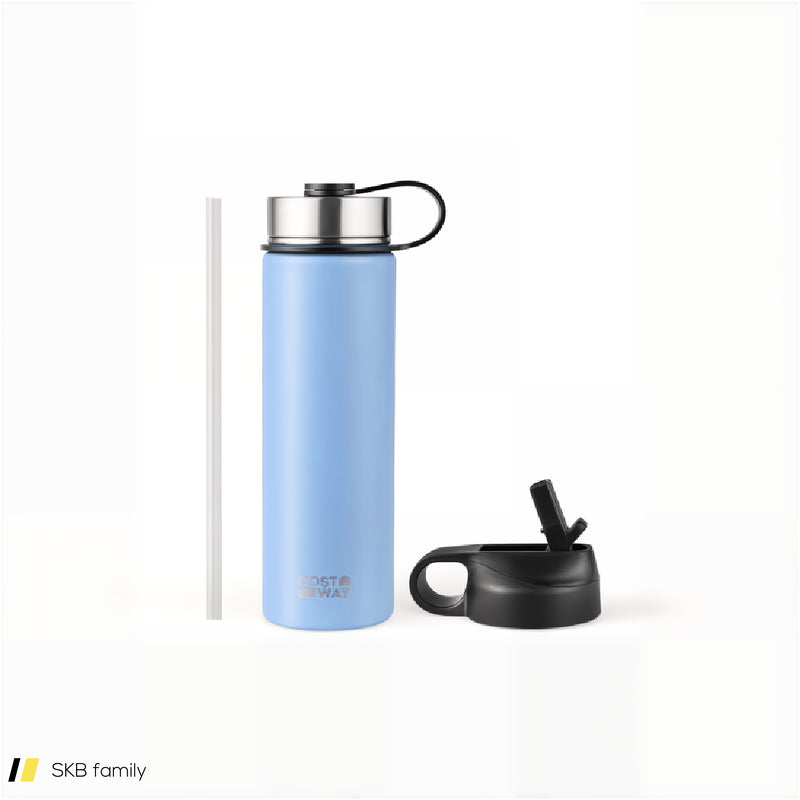 22 Oz Double-Walled Insulated Stainless Steel Water Bottle With Straw Lid 240615-229358