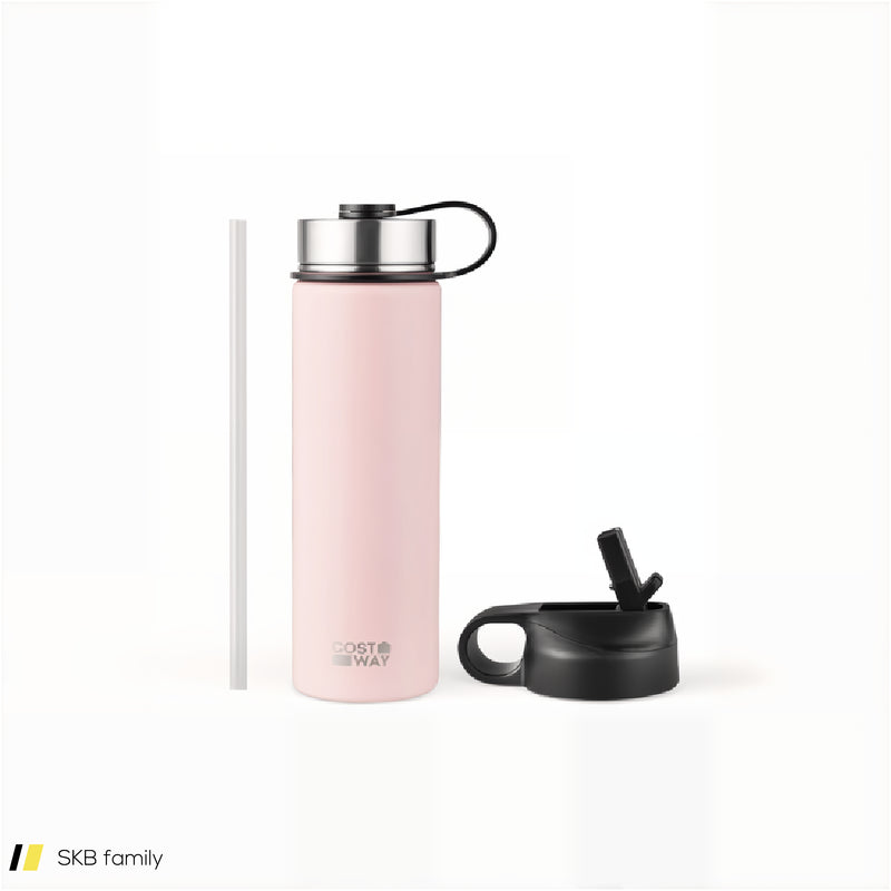 22 Oz Double-Walled Insulated Stainless Steel Water Bottle With Straw Lid 240615-229358