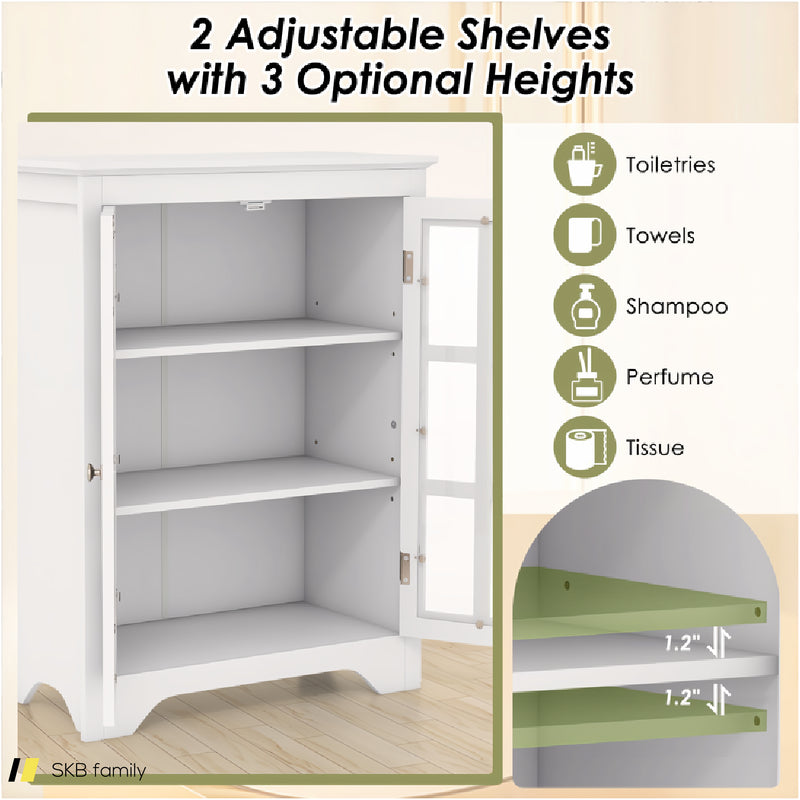 Freestanding Display Storage Cabinet With 2 Glass Doors And Adjustable Shelves 240615-229360