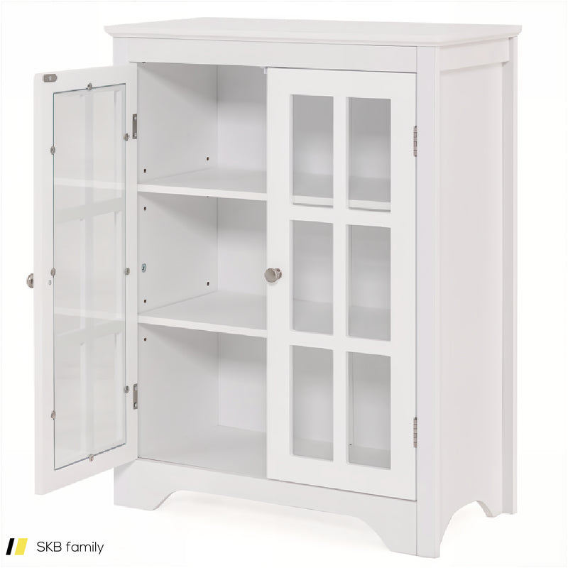 Freestanding Display Storage Cabinet With 2 Glass Doors And Adjustable Shelves 240615-229360