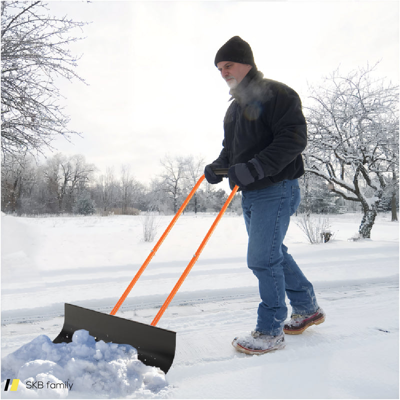 Snow Shovel With Wheels With 30 Inches Wide Blade And Adjustable Handle 240615-229364