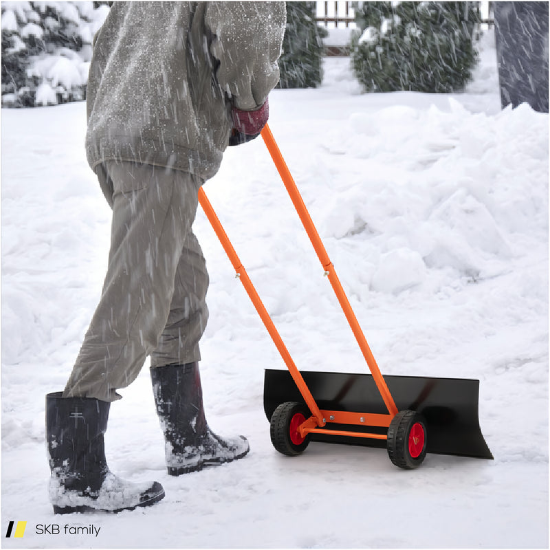 Snow Shovel With Wheels With 30 Inches Wide Blade And Adjustable Handle 240615-229364