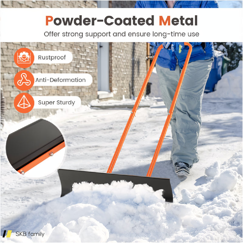 Snow Shovel With Wheels With 30 Inches Wide Blade And Adjustable Handle 240615-229364