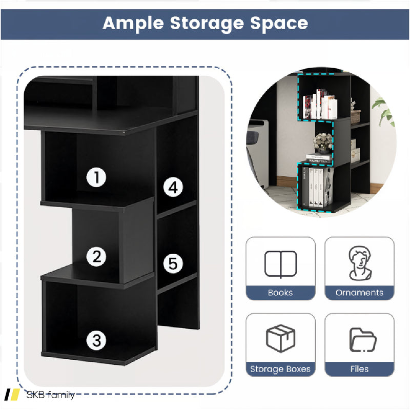 Modern Computer Desk With Storage Bookshelf And Hutch For Home Office 240615-229368