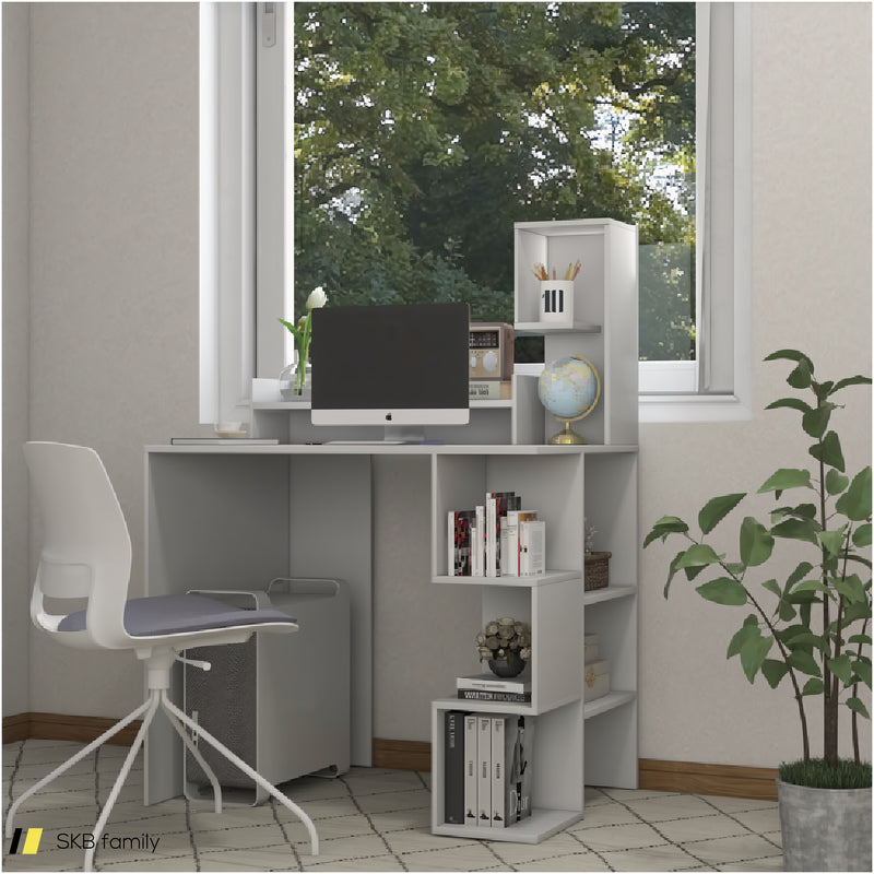 Modern Computer Desk With Storage Bookshelf And Hutch For Home Office 240615-229368