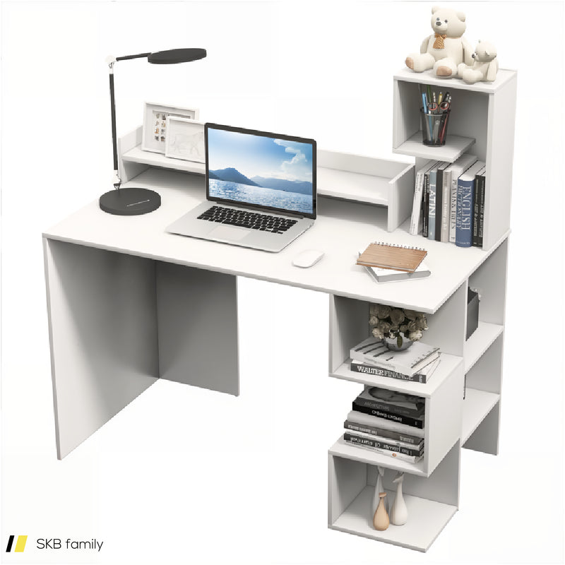 Modern Computer Desk With Storage Bookshelf And Hutch For Home Office 240615-229368