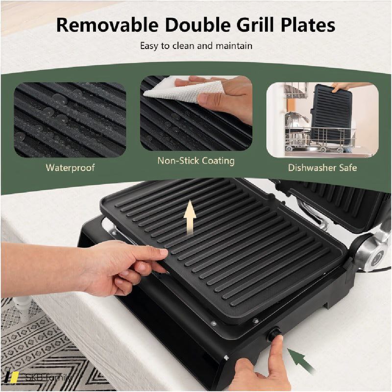 3-In-1 Electric Panini Press Grill With Non-Stick Coated Plates 240615-229370