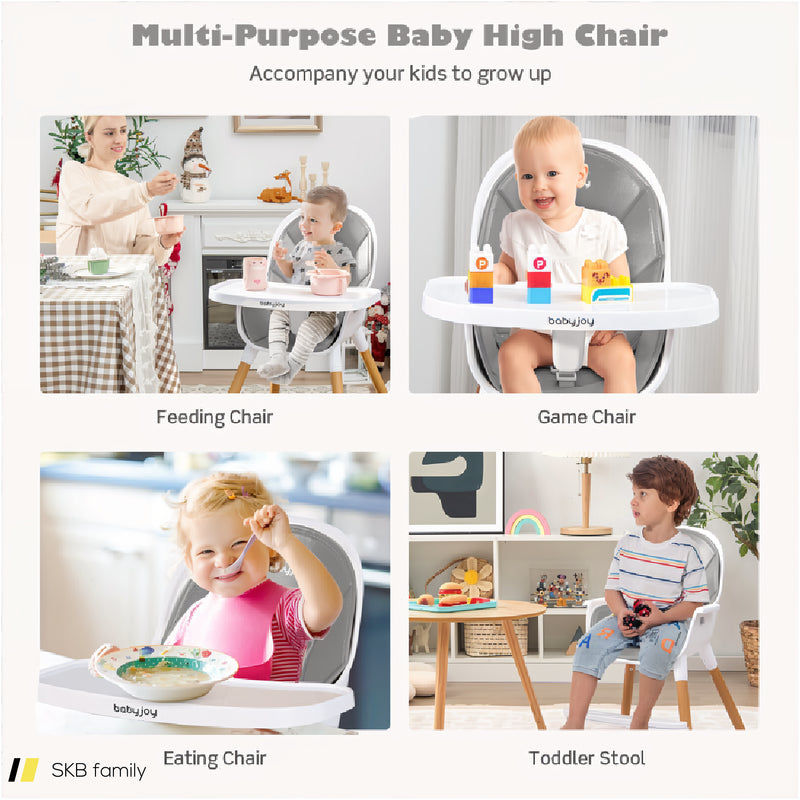 4-In-1 Convertible Baby High Chair Infant Feeding Chair With Adjustable Tray 240615-229371