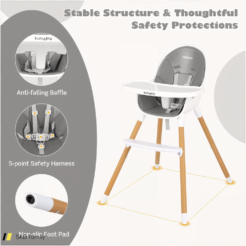 4-In-1 Convertible Baby High Chair Infant Feeding Chair With Adjustable Tray 240615-229371