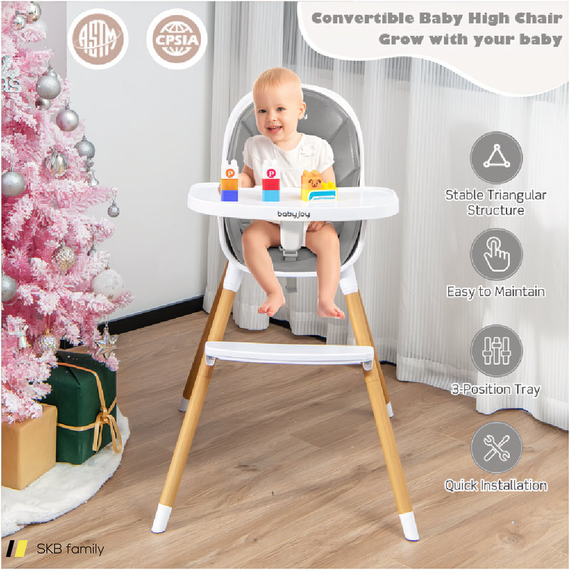 4-In-1 Convertible Baby High Chair Infant Feeding Chair With Adjustable Tray 240615-229371