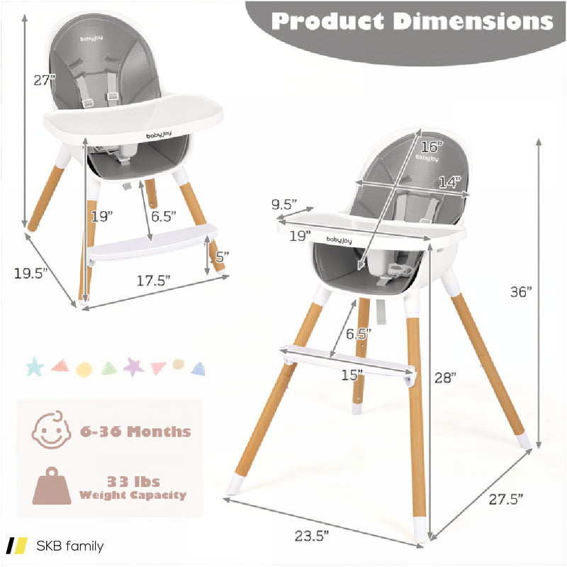 4-In-1 Convertible Baby High Chair Infant Feeding Chair With Adjustable Tray 240615-229371