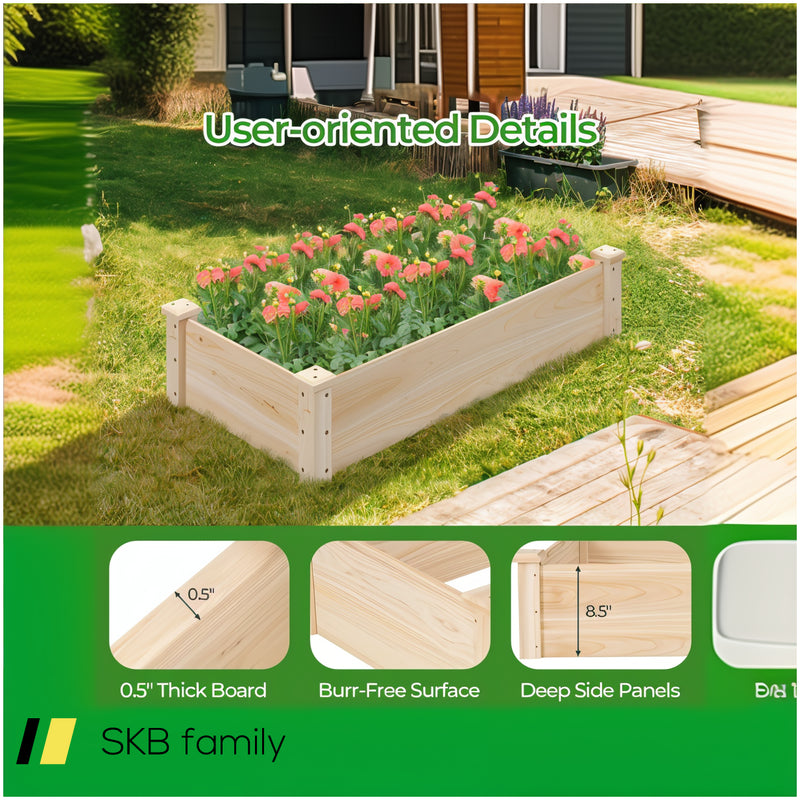 Raised Garden Bed Fir Wood Wooden Square Wood Planter Box For Garden 240615-229379