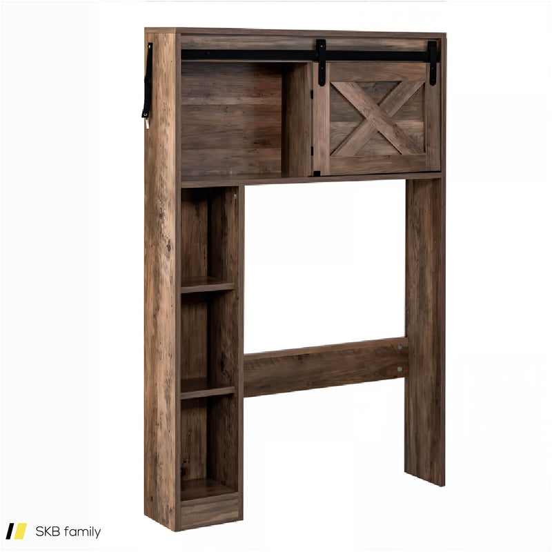 4-Tier Over The Toilet Storage Cabinet With Sliding Barn Door And Storage Shelves 240615-229380