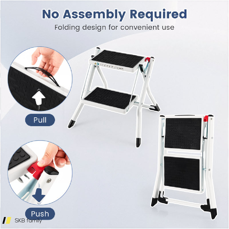 Folding 2 Step Ladder Wiht Anti-Slip Pedal And Large Foot Pads 240615-229383