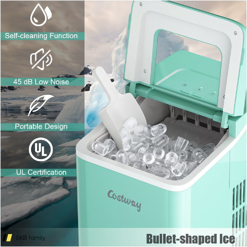 26lbs/24h Portable Countertop Ice Maker Machine With Scoop 240615-229386