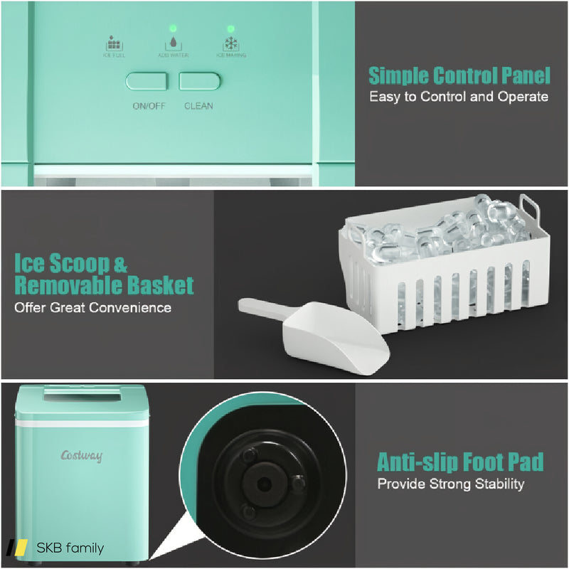 26lbs/24h Portable Countertop Ice Maker Machine With Scoop 240615-229386