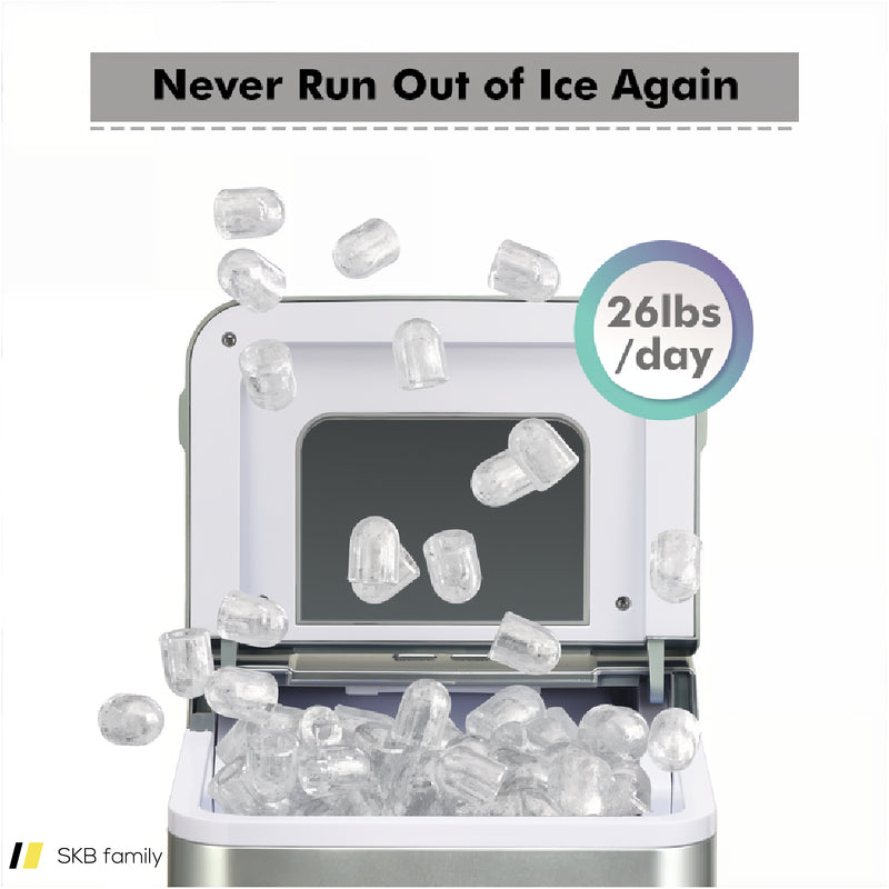 26lbs/24h Portable Countertop Ice Maker Machine With Scoop 240615-229386