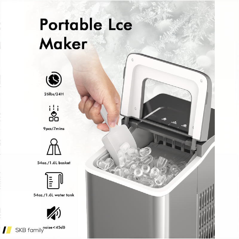 26lbs/24h Portable Countertop Ice Maker Machine With Scoop 240615-229386