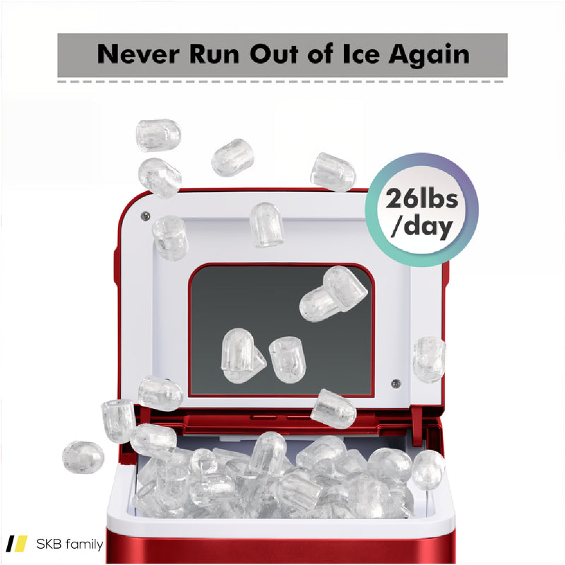 26lbs/24h Portable Countertop Ice Maker Machine With Scoop 240615-229386