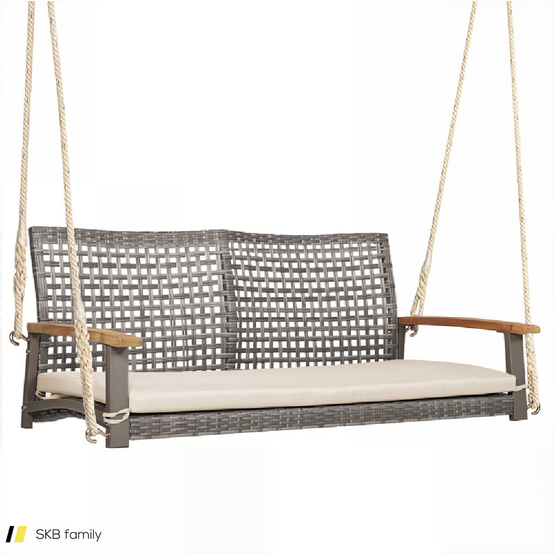 2-Person Patio Wicker Hanging Swing Chair 240615-229389