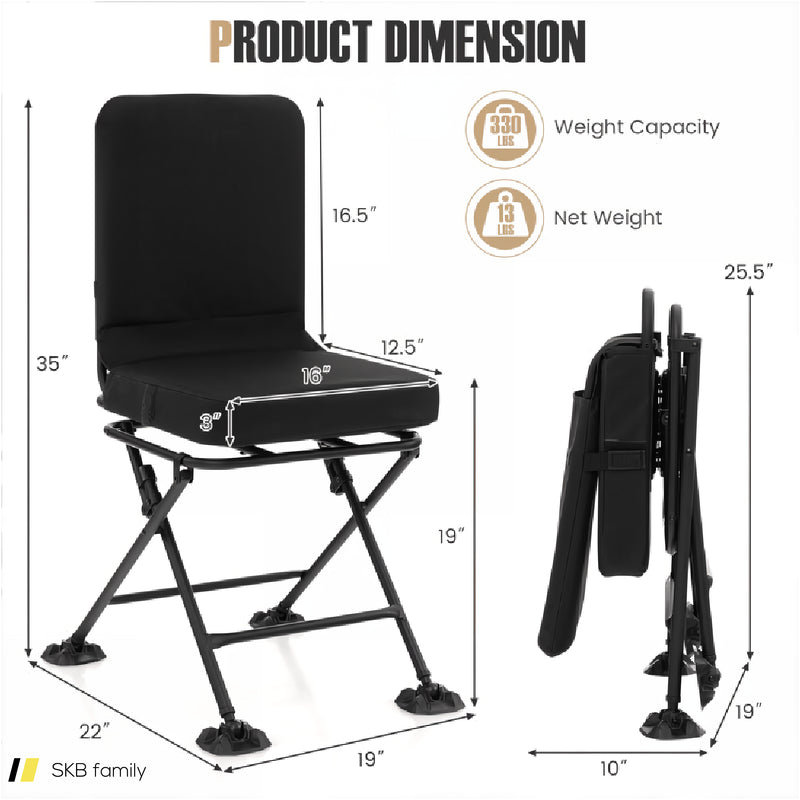 Swivel Folding Chair With Backrest And Padded Cushion 240615-229391