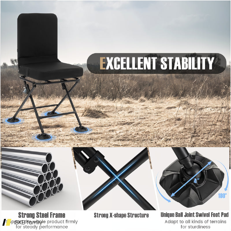 Swivel Folding Chair With Backrest And Padded Cushion 240615-229391