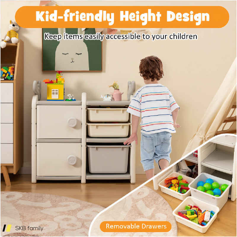 31 Inch Toy Chest And Bookshelf For Toddlers With Enclosed Cabinets And Pull-Out Drawers 240615-229392