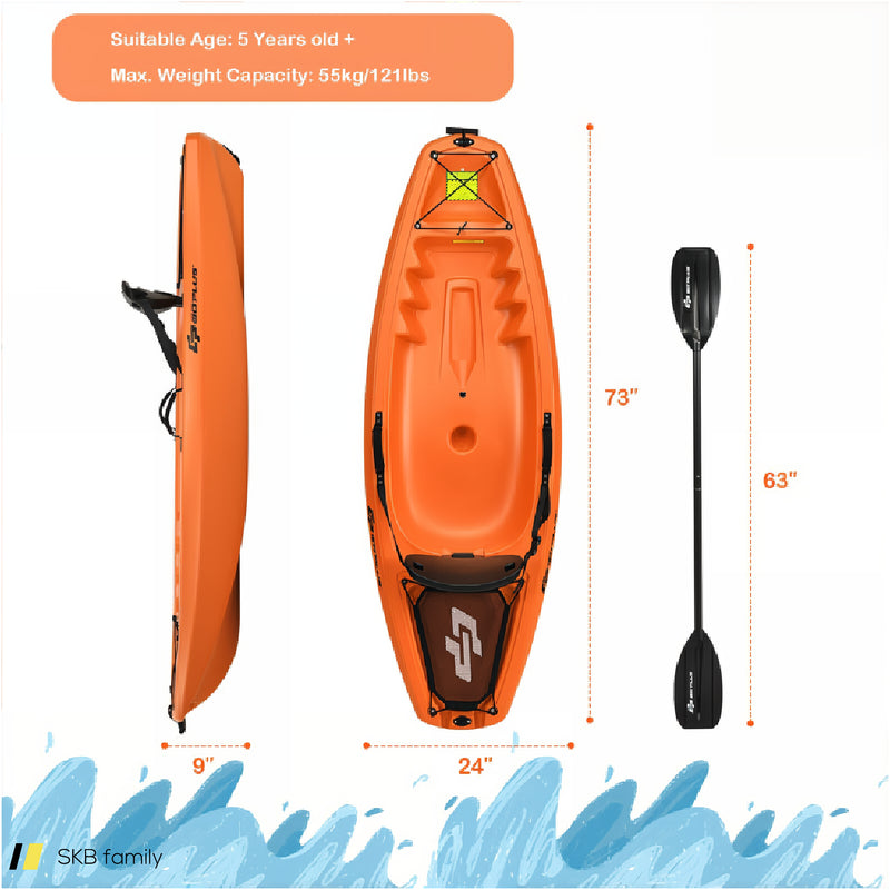 6 Feet Youth Kids Kayak With Bonus Paddle And Folding Backrest For Kid Over 5 240615-229396