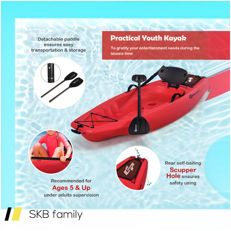 6 Feet Youth Kids Kayak With Bonus Paddle And Folding Backrest For Kid Over 5 240615-229396