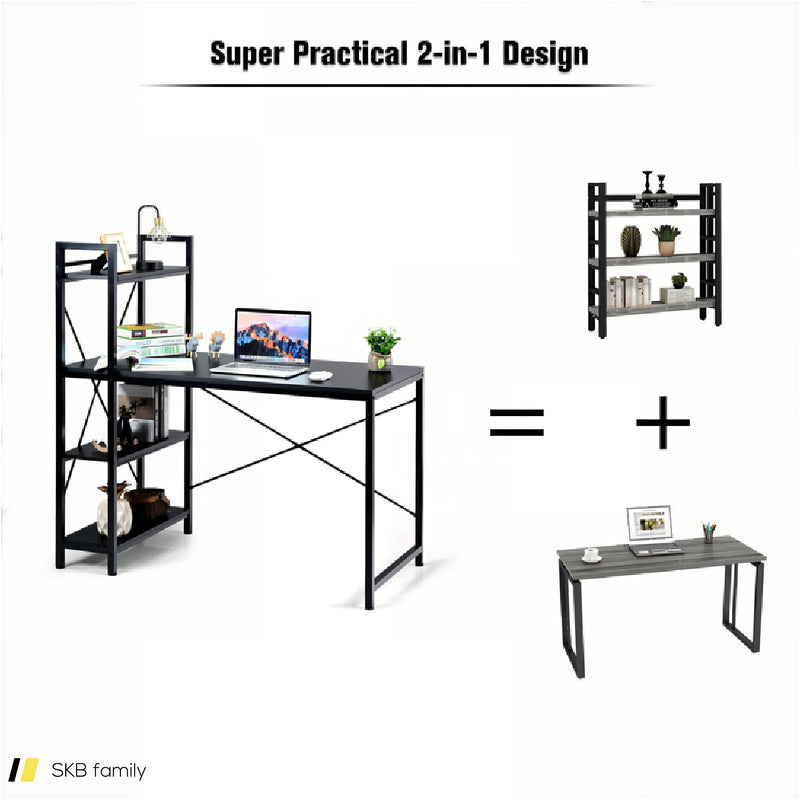 47.5 Inch Writing Study Computer Desk With 4-Tier Shelves 240615-229397