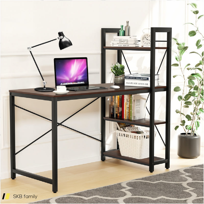 47.5 Inch Writing Study Computer Desk With 4-Tier Shelves 240615-229397