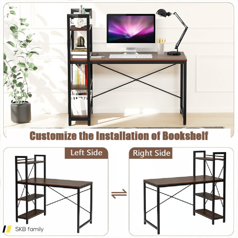 47.5 Inch Writing Study Computer Desk With 4-Tier Shelves 240615-229397