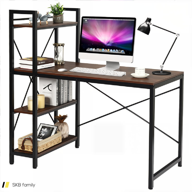 47.5 Inch Writing Study Computer Desk With 4-Tier Shelves 240615-229397