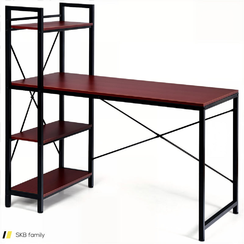 47.5 Inch Writing Study Computer Desk With 4-Tier Shelves 240615-229397