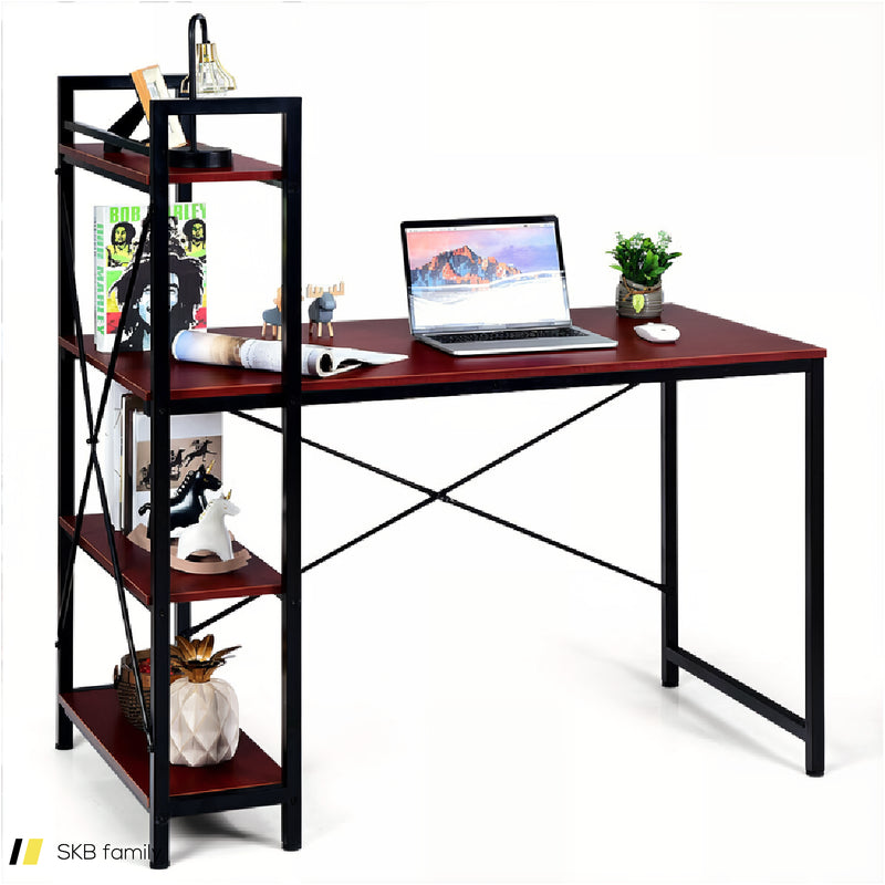 47.5 Inch Writing Study Computer Desk With 4-Tier Shelves 240615-229397