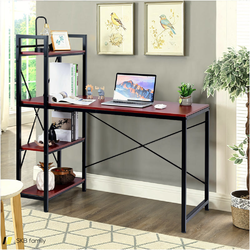 47.5 Inch Writing Study Computer Desk With 4-Tier Shelves 240615-229397