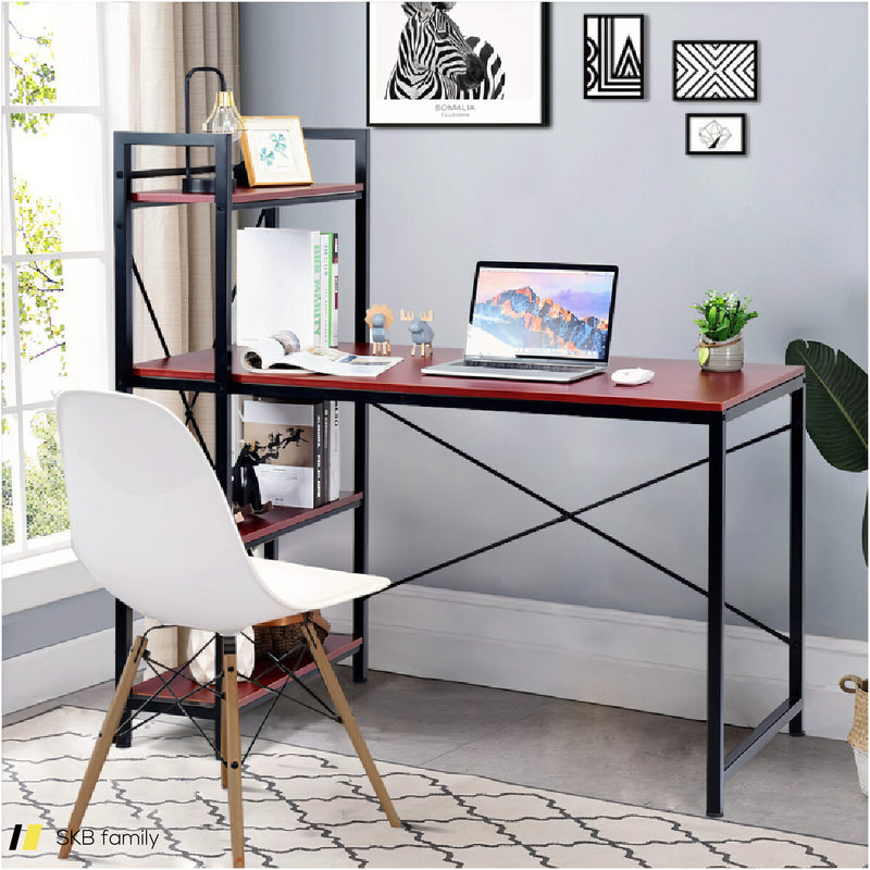 47.5 Inch Writing Study Computer Desk With 4-Tier Shelves 240615-229397