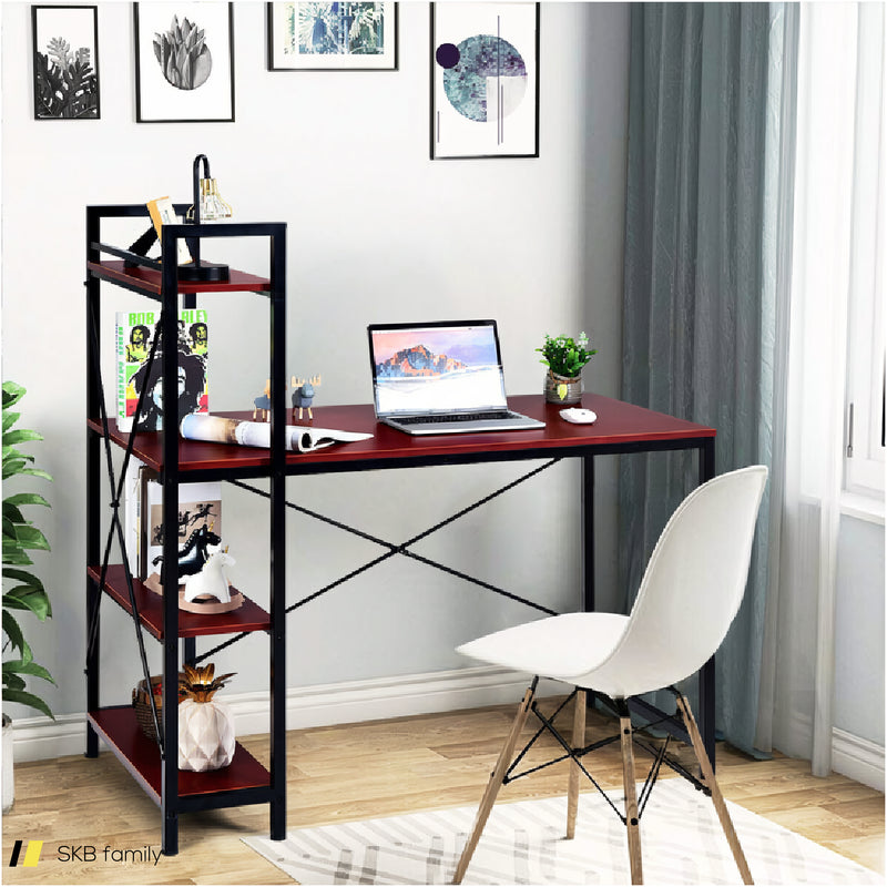 47.5 Inch Writing Study Computer Desk With 4-Tier Shelves 240615-229397