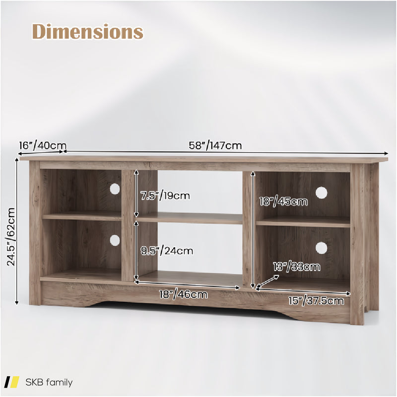 Tv Stand For Up To 65&Quot; Flat Screen Tvs With Adjustable Shelves For 18&Quot; Electric Fireplace (Not Included) 240615-229400