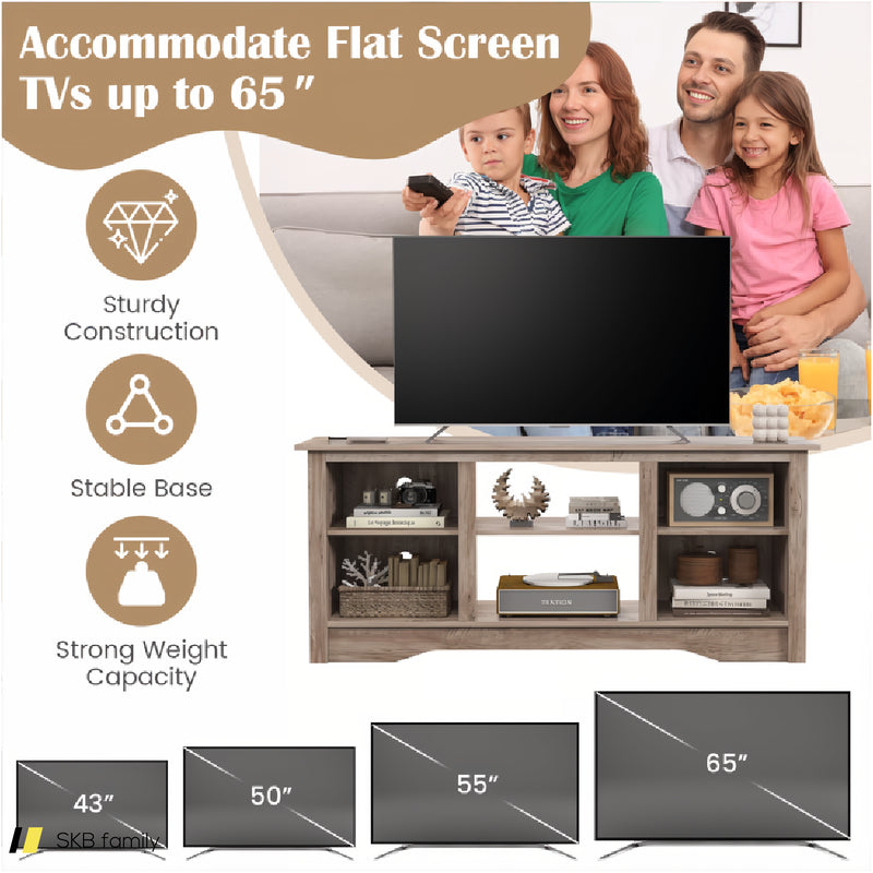 Tv Stand For Up To 65&Quot; Flat Screen Tvs With Adjustable Shelves For 18&Quot; Electric Fireplace (Not Included) 240615-229400